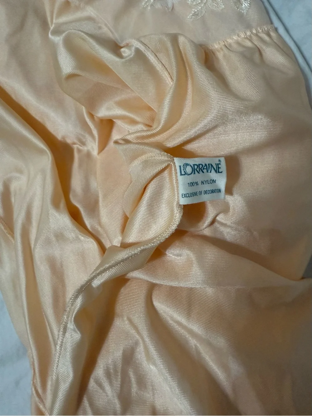 Women's Peach Embroidered Button-Front Nightgown